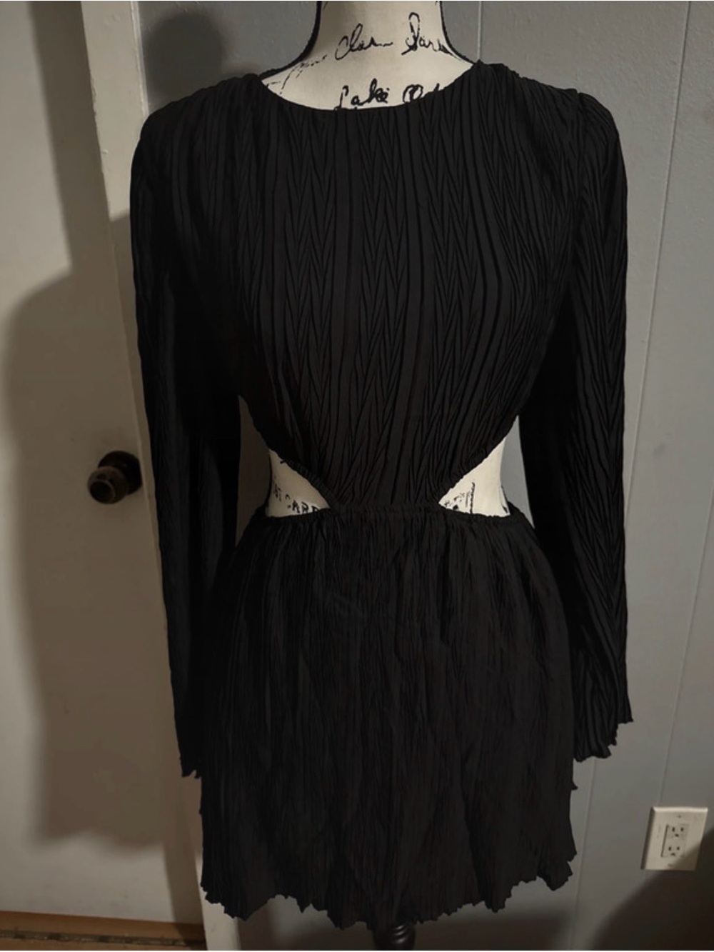 Black Long-Sleeve Cutout Mini Dress